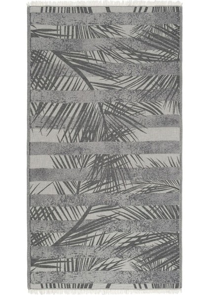 Palmiye Desenli Antrasit Peştemal - Tahiti %100 Pamuk Peştemal Modelleri - 90X170 cm