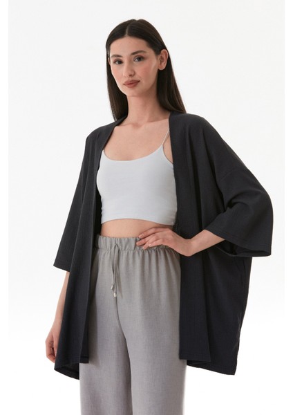 Basic Bürümcük Kumaş Şal Yaka Kimono