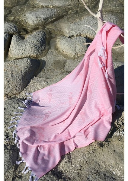 Flamingo Desenli Pembe Peştemal - Yaz Koleksiyonu - %100 Pamuk
