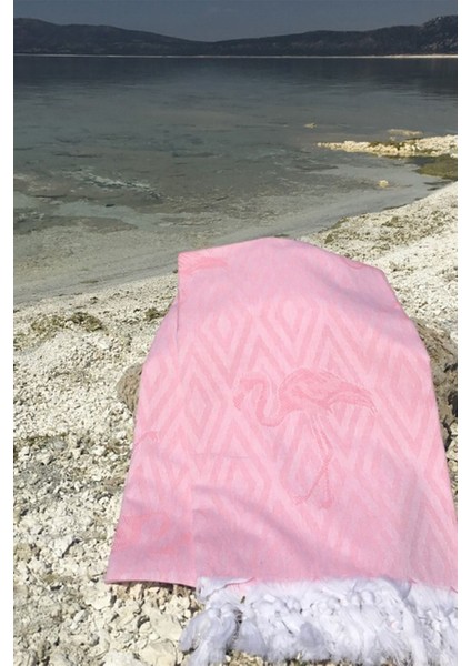 Flamingo Desenli Pembe Peştemal - Yaz Koleksiyonu - %100 Pamuk