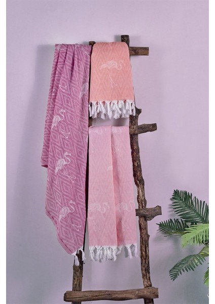 Flamingo Desenli Pembe Peştemal - Yaz Koleksiyonu - %100 Pamuk