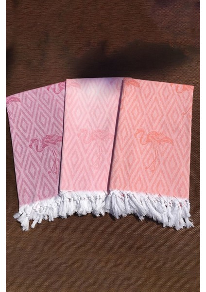 Flamingo Desenli Pembe Peştemal - Yaz Koleksiyonu - %100 Pamuk