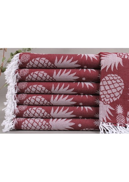 Peştemal Bordo Organik Organik 100X180 cm Pamuk Peştemal Gelin Partisi