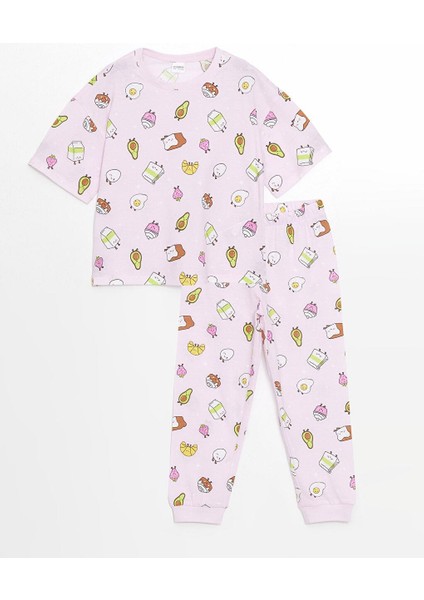 Bisiklet Yaka Kız Çocuk Pijama Takımı (S5)