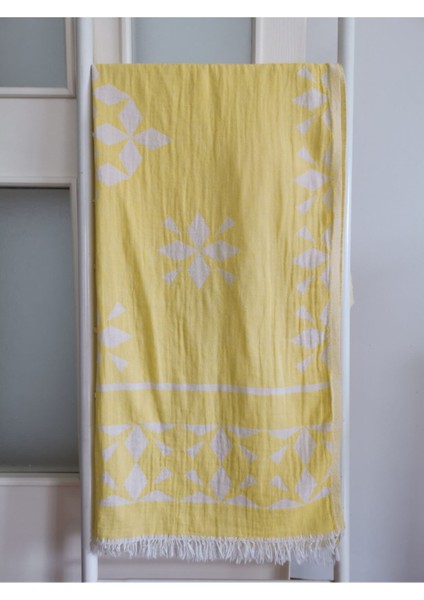 Peştamal Banyo Havlusu , Plaj Havlusu %100 Pamuk 100X180 cm Çift Katlı Astek Sarı