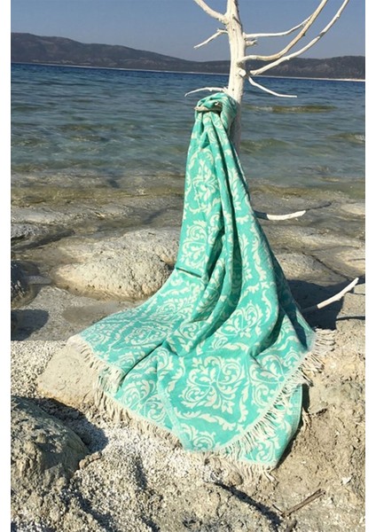 Barok Desenli Yeşil Peştamal - Yumuşak ve Dayanıklı Modeller - 90 x 170 cm