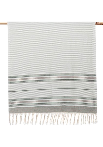 Arya Peştemal %100 Pamuk Jakarlı Kilim Saçaklı Yeşil 90X180 cm