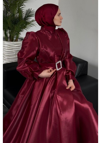 Kleopatra Tafta Abiye Bordo modelleri