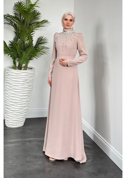 Emanuela Kuyruklu Krep Abiye Krem