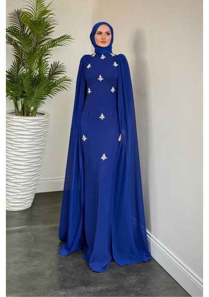 Karel Pelerinli Taşlı Krep Abiye Sax fiyatları