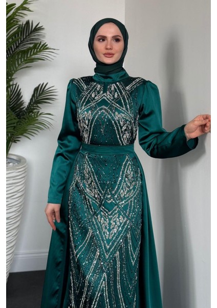 Carmelita Pelerinli Saten Abiye Zümrüt fırsatları