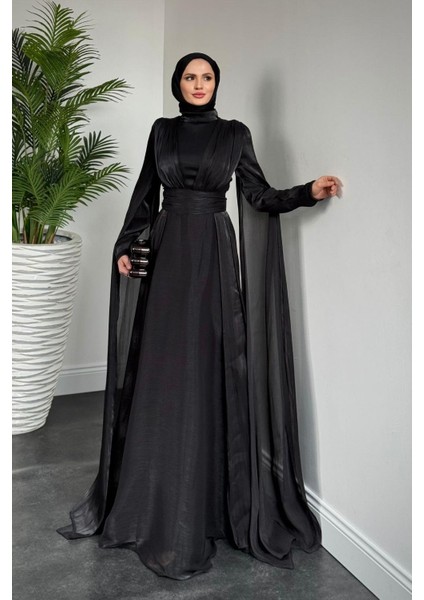 Bierne Pelerinli Janjan Abiye Siyah(KEMERSİZDİR) fiyatları