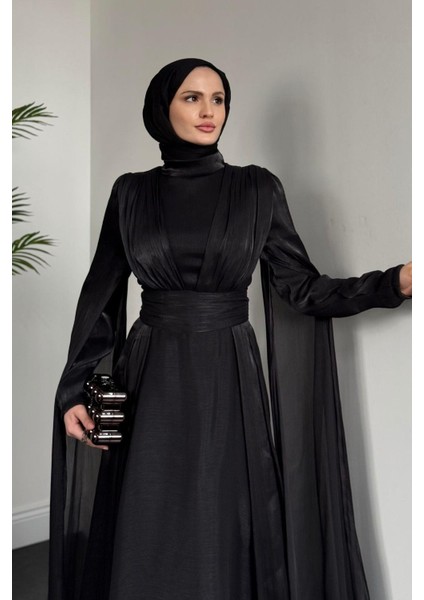 Bierne Pelerinli Janjan Abiye Siyah(KEMERSİZDİR) fırsatları