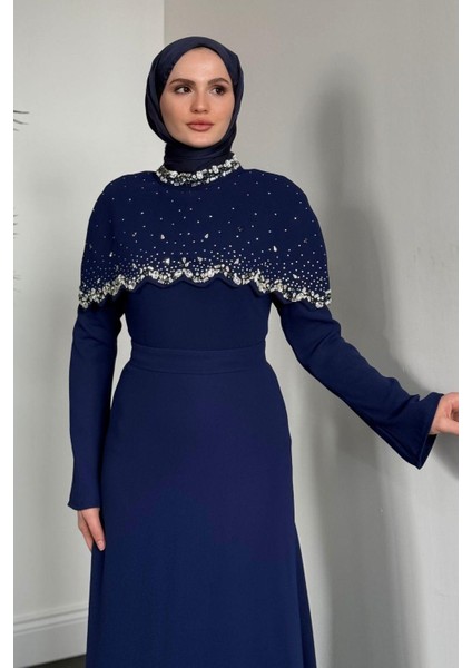 Lenka Zikzak Abiye Lacivert modelleri
