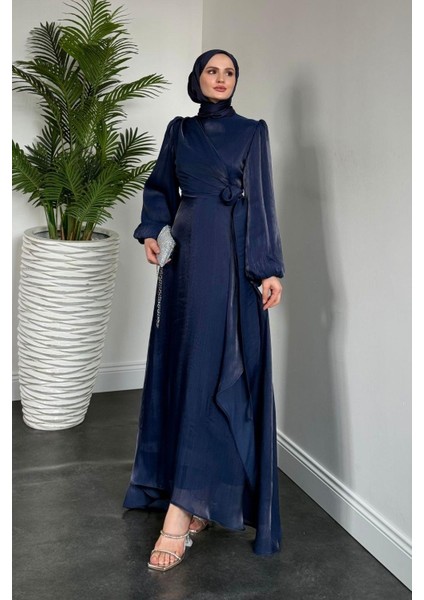 Celia Yandan Bağlamalı Janjan Abiye Lacivert fiyatları