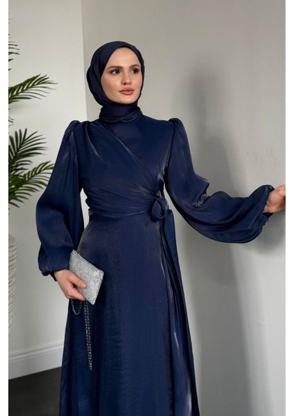 Celia Yandan Bağlamalı Janjan Abiye Lacivert modelleri