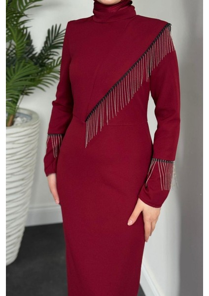 Kalia Püsküllü Kalem Elbise Bordo indirimleri