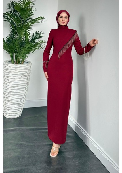 Kalia Püsküllü Kalem Elbise Bordo fiyatları