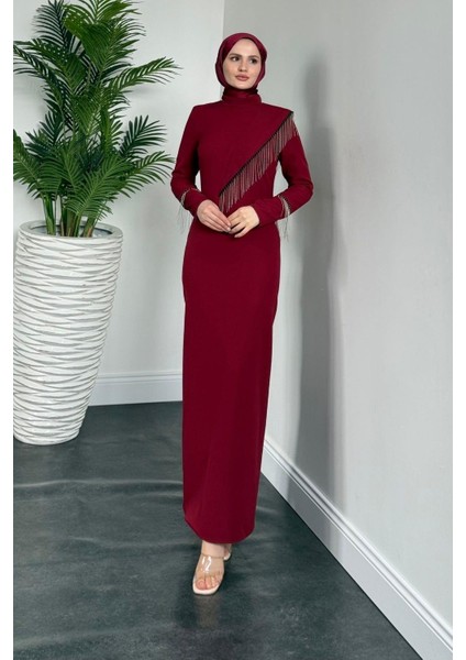 Kalia Püsküllü Kalem Elbise Bordo modelleri