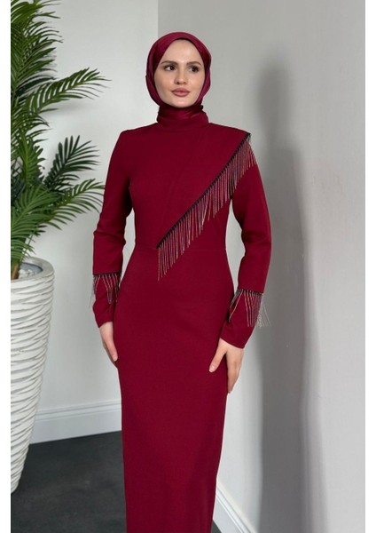 Kalia Püsküllü Kalem Elbise Bordo fırsatları