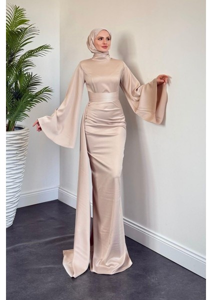 Arabella Pelerinli Saten Balık Abiye Krem fiyatları