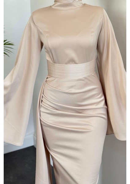 Arabella Pelerinli Saten Balık Abiye Krem indirimleri