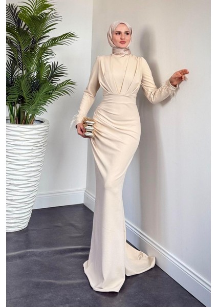 Estella Kuyruklu Balık Abiye Krem