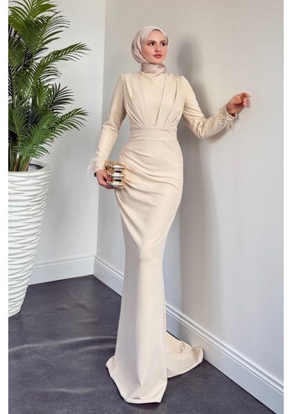 Estella Kuyruklu Balık Abiye Krem modelleri