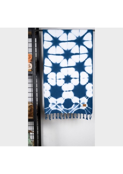 Shibori Peştemal Indigo Geo