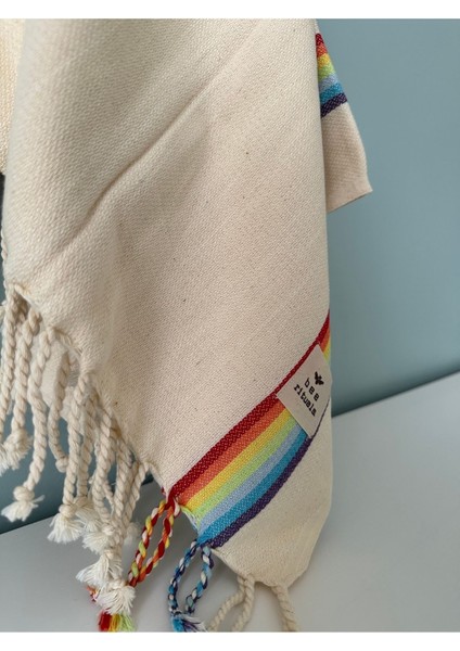 Organik Pamuk Gökkuşağı Krem Peştemal fırsatları