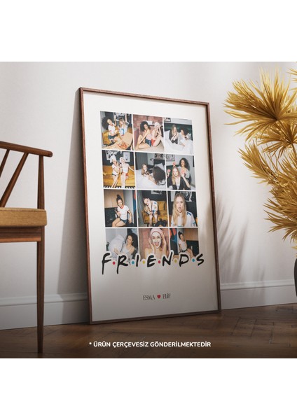 Friends Temalı Kişiye Özel Poster Tasarımı | 12 Fotoğraf ile Unutulmaz Arkadaşlık Anıları modelleri