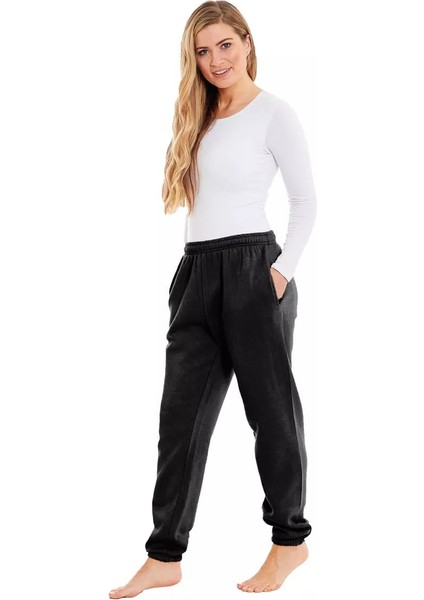 Kadın Yüksek Bel Slim Fit Eşofman Altı | Pamuklu – Gri