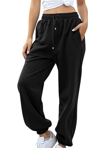 Kadın Yüksek Bel Slim Fit Eşofman Altı | Pamuklu – Gri