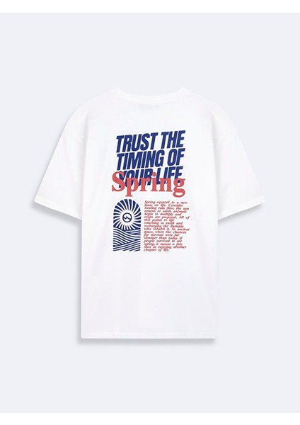 Rodobe Erkek Basic Sırt Baskılı Rahat Kesim Beyaz T-shirt 1225842826089 fiyatları