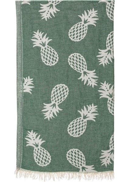 Missi Yeşil Ananas Jakarlı Doubleface Pamuk Peştemal