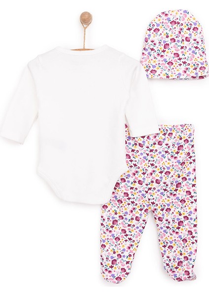 Kalp Baskılı Yenidoğan Kız Body-Patikli Alt-Şapka Kız Bebek fiyatları