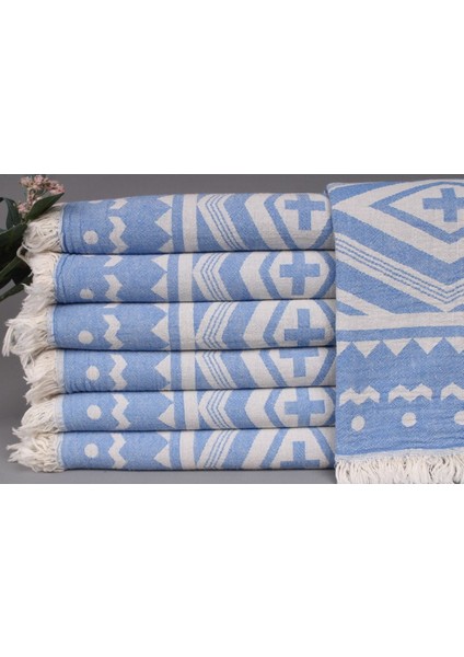 Peştemal Saks Mavi Plaj Peştemali 90X180 cm Pamuk Peştemal