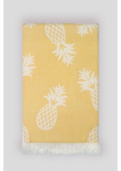 Sarı Ananas Desen Jakarlı Peştamal