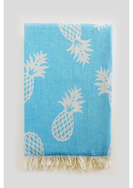 Mavi Ananas Desen Jakarlı Peştamal