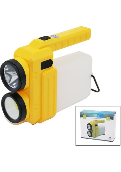 3in 13W+COB LED+360°SMDEL Feneri USB Şarj Powerbank 1500LM Işık Ayarı Gün Işık - Beyaz Metal ASKI+B42 PT-8439 (2818)