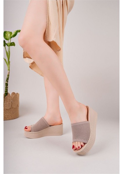 Siyah Kadın Yüksek Topuklu Hasır Terlik modelleri