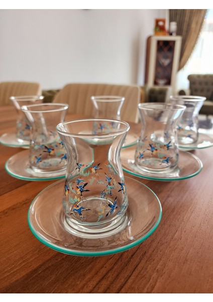 6'lı Çay Bardağı Seti -Çay Tabakları Ile Birlikte 12 Parça