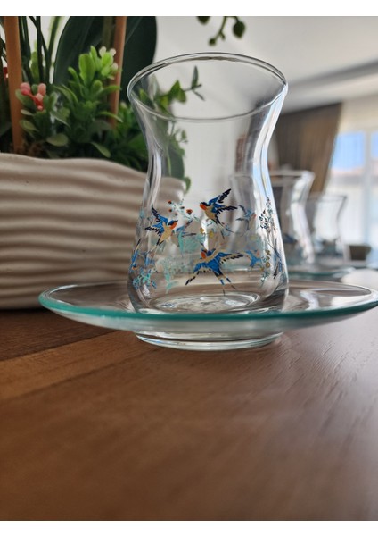 6'lı Çay Bardağı Seti -Çay Tabakları Ile Birlikte 12 Parça