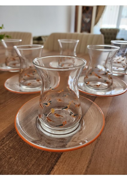 6'lı Çay Bardağı Seti -Çay Tabakları Ile Birlikte 12 Parça