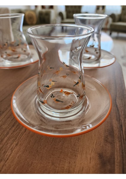 6'lı Çay Bardağı Seti -Çay Tabakları Ile Birlikte 12 Parça