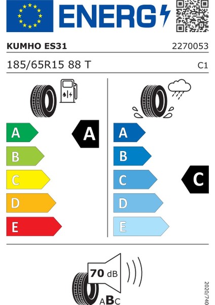 185/65R15 88T Ecowing ES31 Oto Lastik ( Üretim Yılı : 2025 )