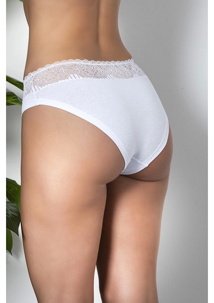 Dantel Detaylı Slip Külot Beyaz (MGP21781)