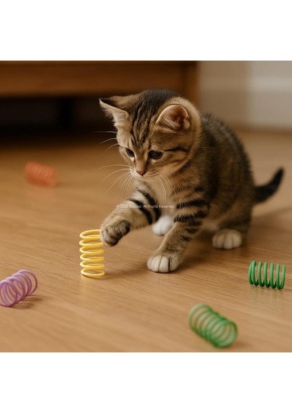 Karışık Renkli Spiral Yay Kedi Oyuncağı 10'lu Set - Esnek, Dayanıklı, Eğlenceli modelleri