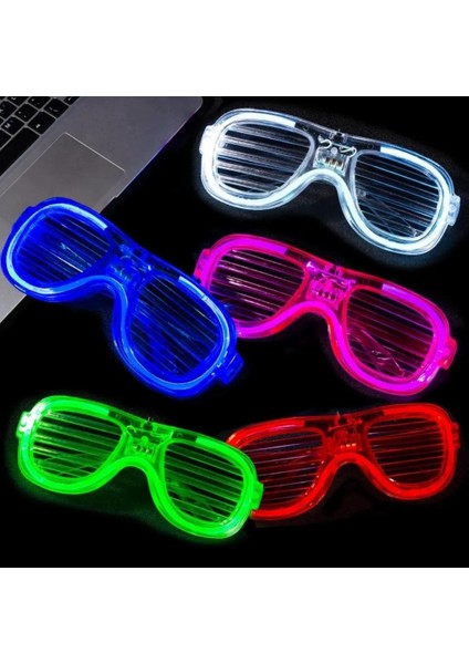 Beyaz LED Parti Gözlüğü Eğlence Gözlüğü Pilli 3 Modlu Işıklı Kablosuz modelleri