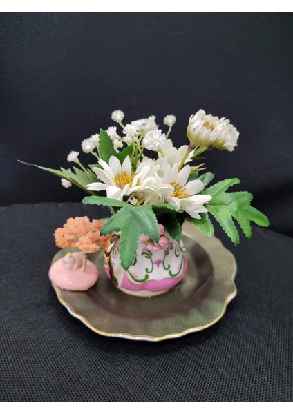 Osmanlı Türk Kahve Fincan Yapay Çiçek El Yapım 1 Adet